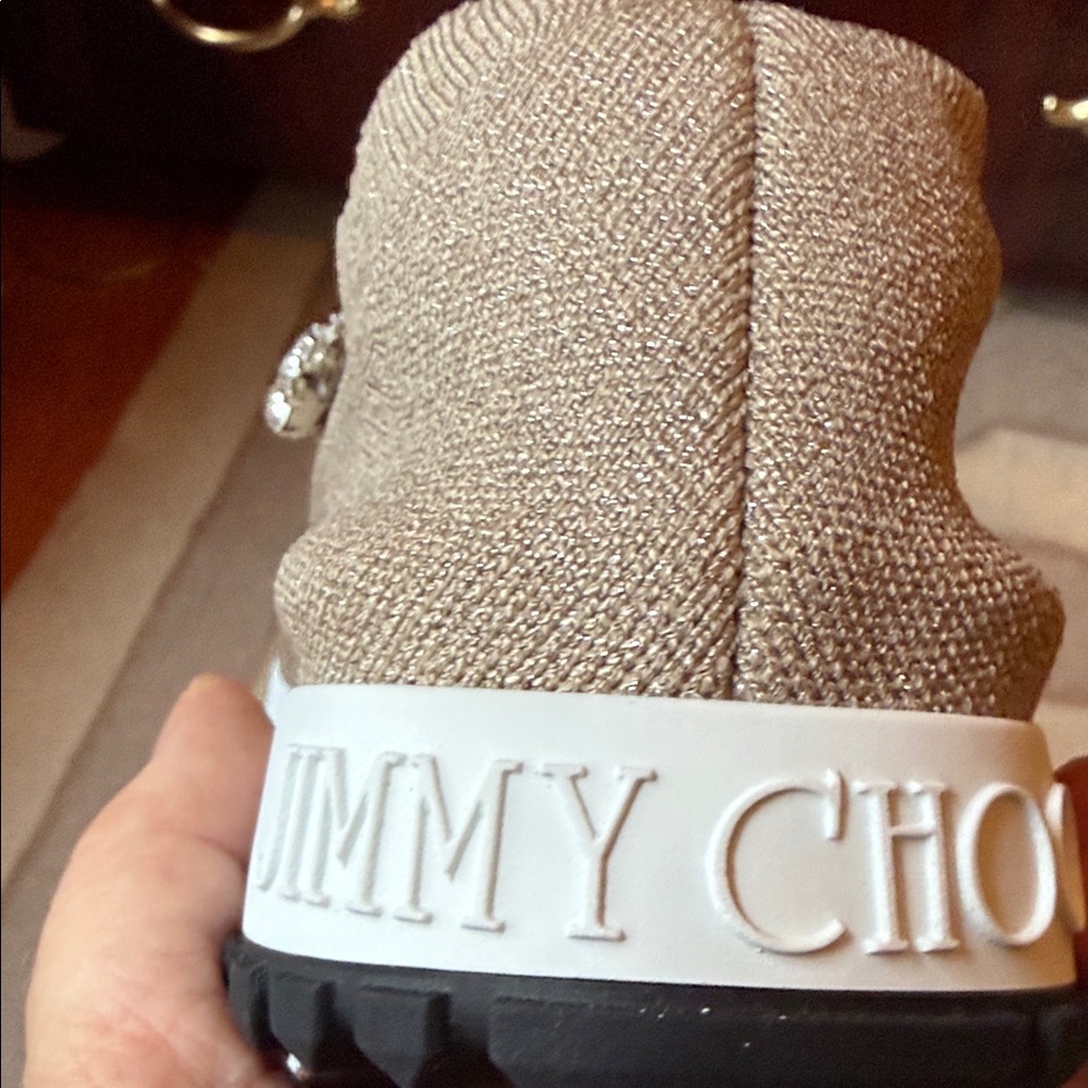 Verona Crystal-Embellished Metallic-Knit Sneaker, Jimmy Choo - Picture 5 of 7